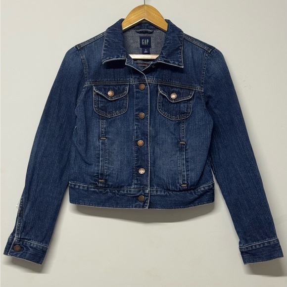 Gap Indigo Blue Denim Jean Trucker Jacket Medium - Picture 1 of 4